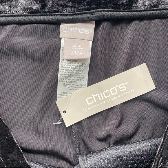 Chico's Black Sequin Velvet Mixed Media Pull On Ankle Pants Size 14 - Picture 8 of 12